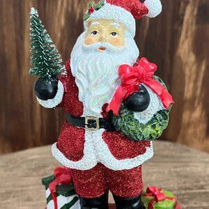 Resin Santa Claus Stocking Holder Christmas Mantel Decoration Holiday Gift